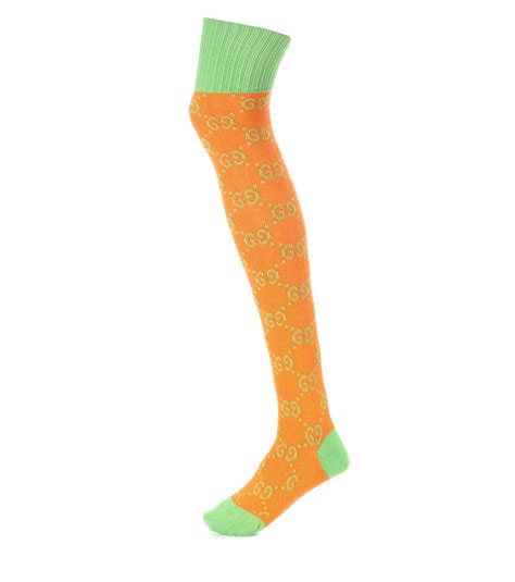 green and orange gucci socks